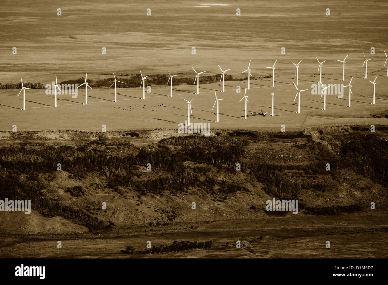 aerial photograph wind farm southeastern Wyoming Stock Photo