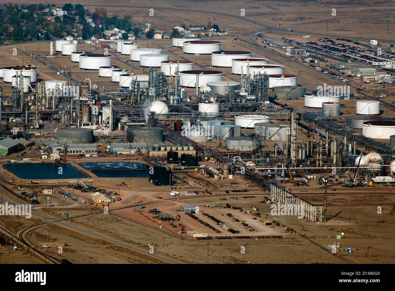 aerial photograph Sinclair Oil Refinery, Sinclair, Wyoming Stock Photo