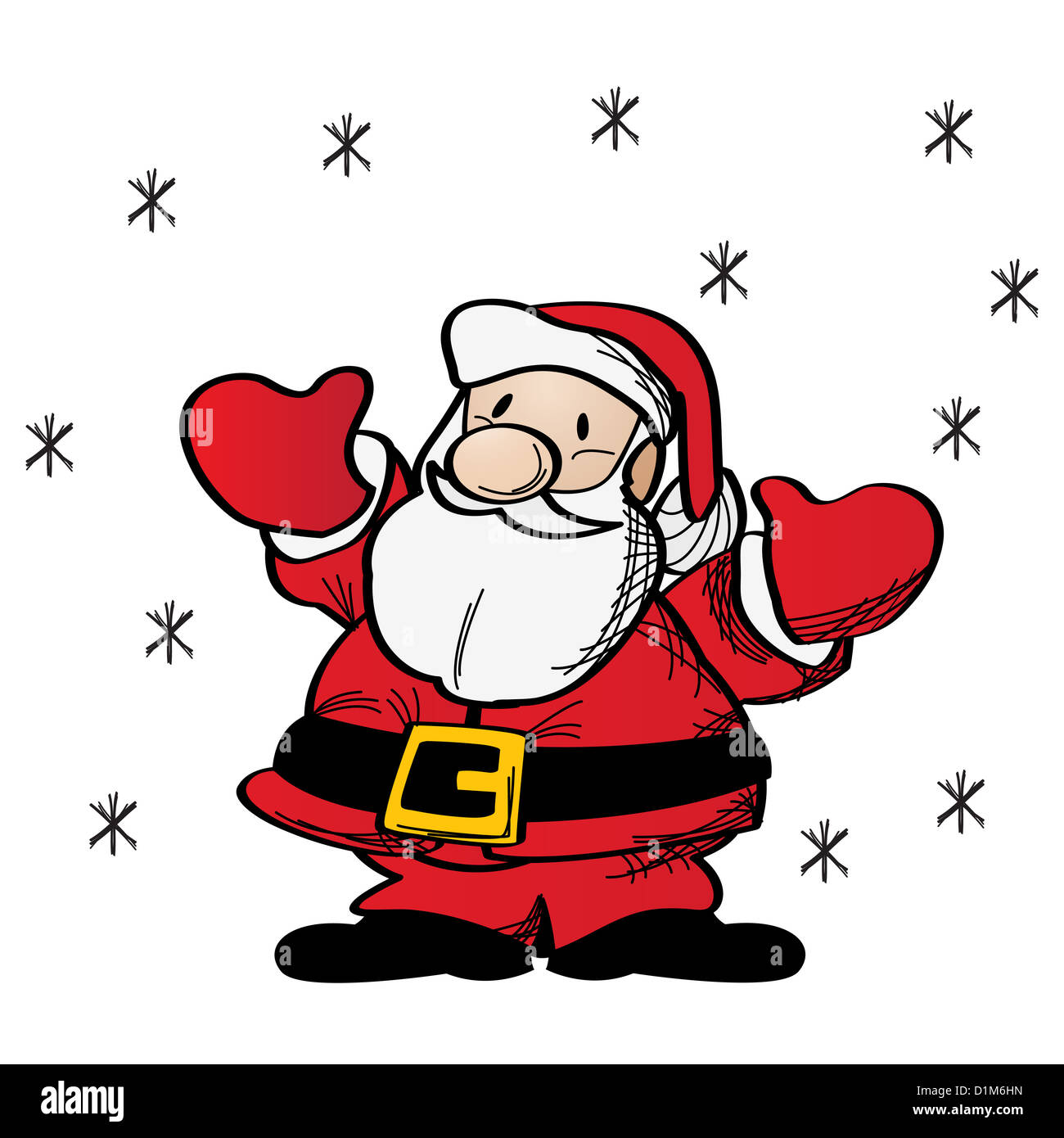 Fat Santa Claus clip art drawing over white Stock Photo - Alamy