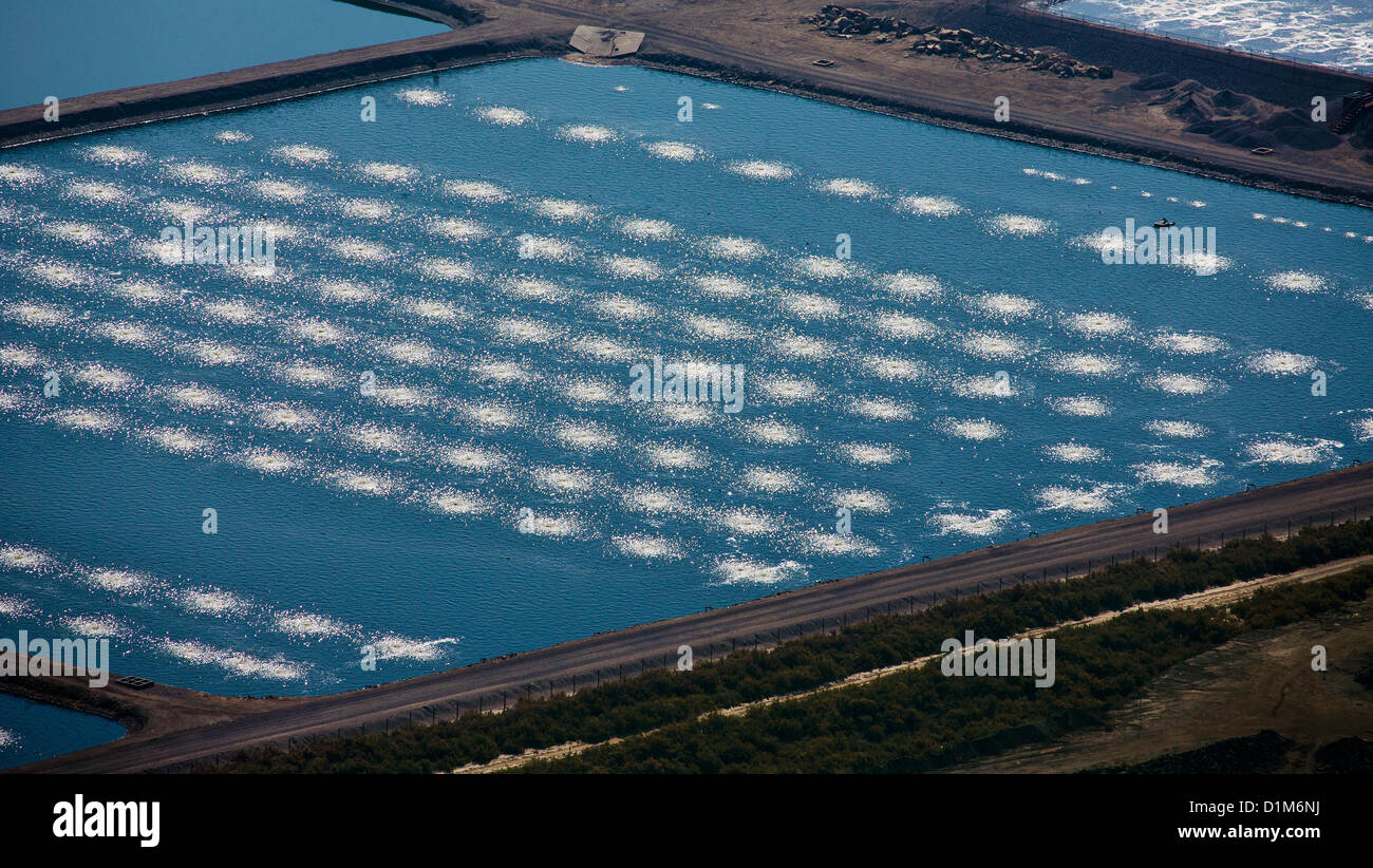 aerial photograph evaporation aeration pond southern Wyoming Stock Photo