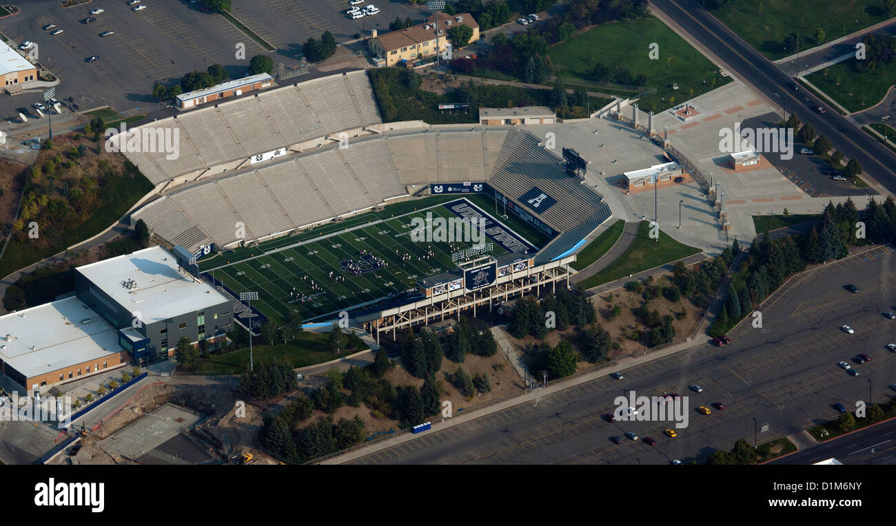 aerial photograph Romney Stadium, Utah State University, Logan, Utah Stock Photo