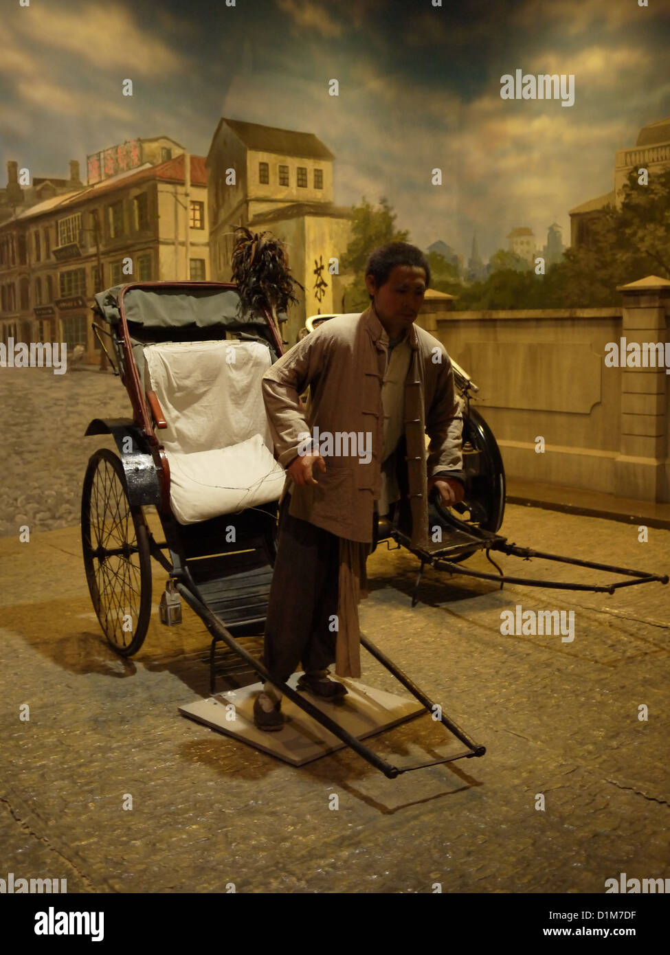 pulled rickshaw Chinese museum exhibit Stock Photo