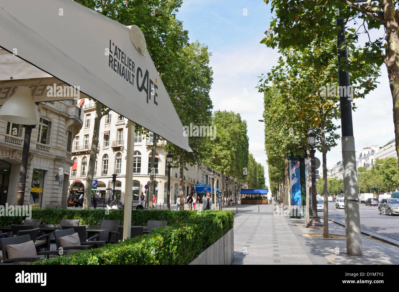 Famous French Café on Champs Elysees, Paris, France. Stock Photo