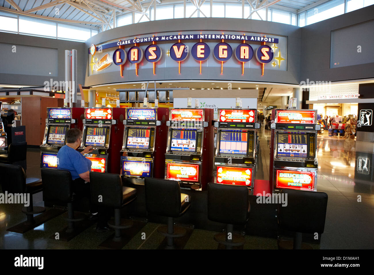 video poker gaming gambling machines in mccarran international airport Las Vegas Nevada USA Stock Photo