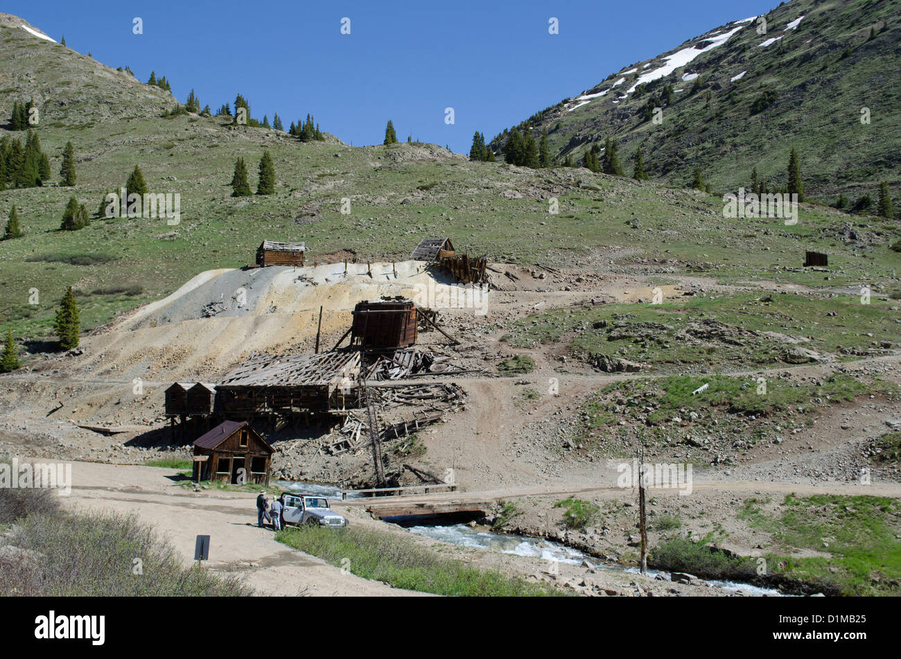 Engineer pass jeep tour goes to 12,500 ft elevation between Silverton and and Lake City Colorado in the San Juan Mountains Stock Photo