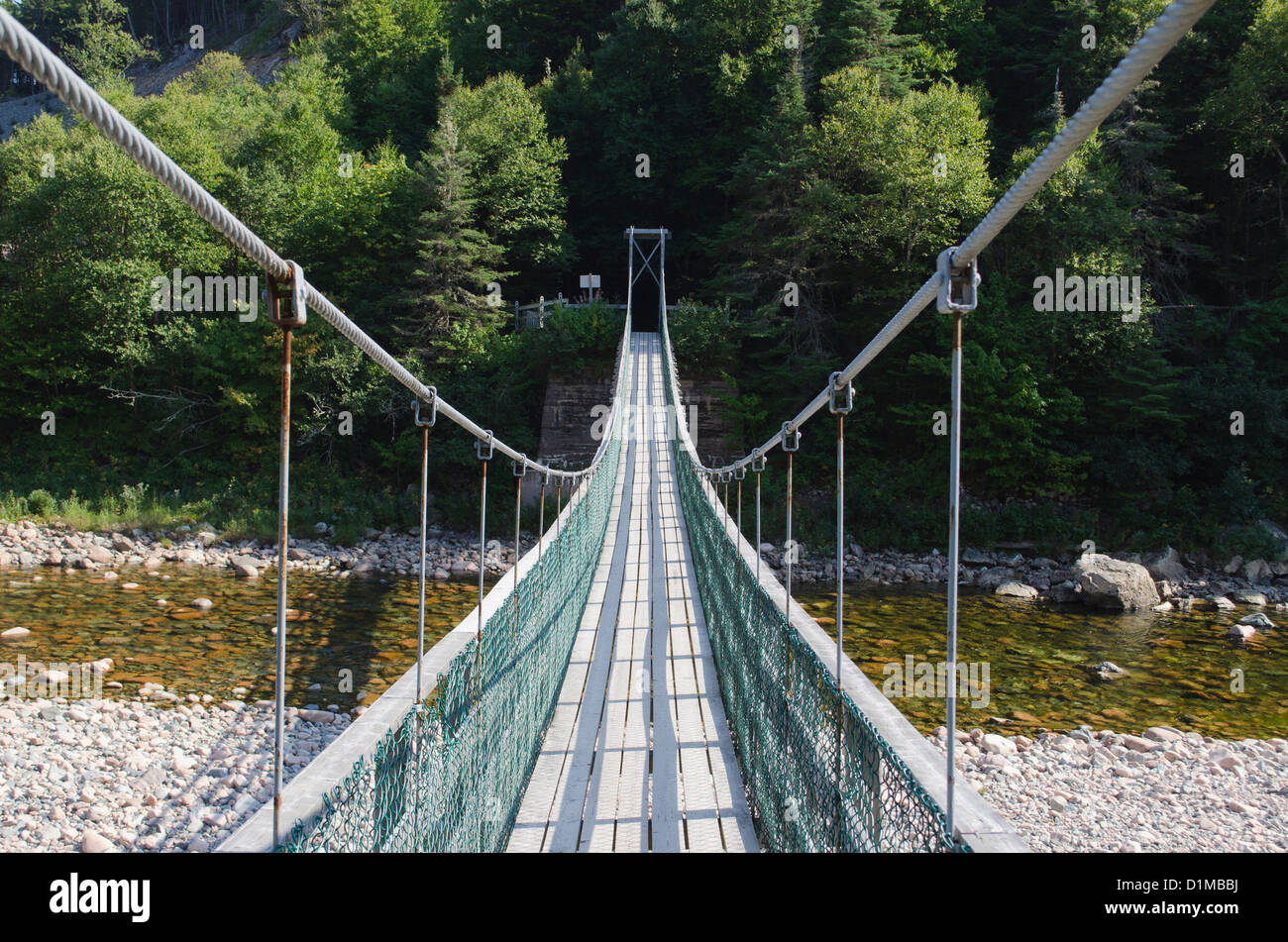 Suspension bridge crossing the Salmon River in the Fundy National Park