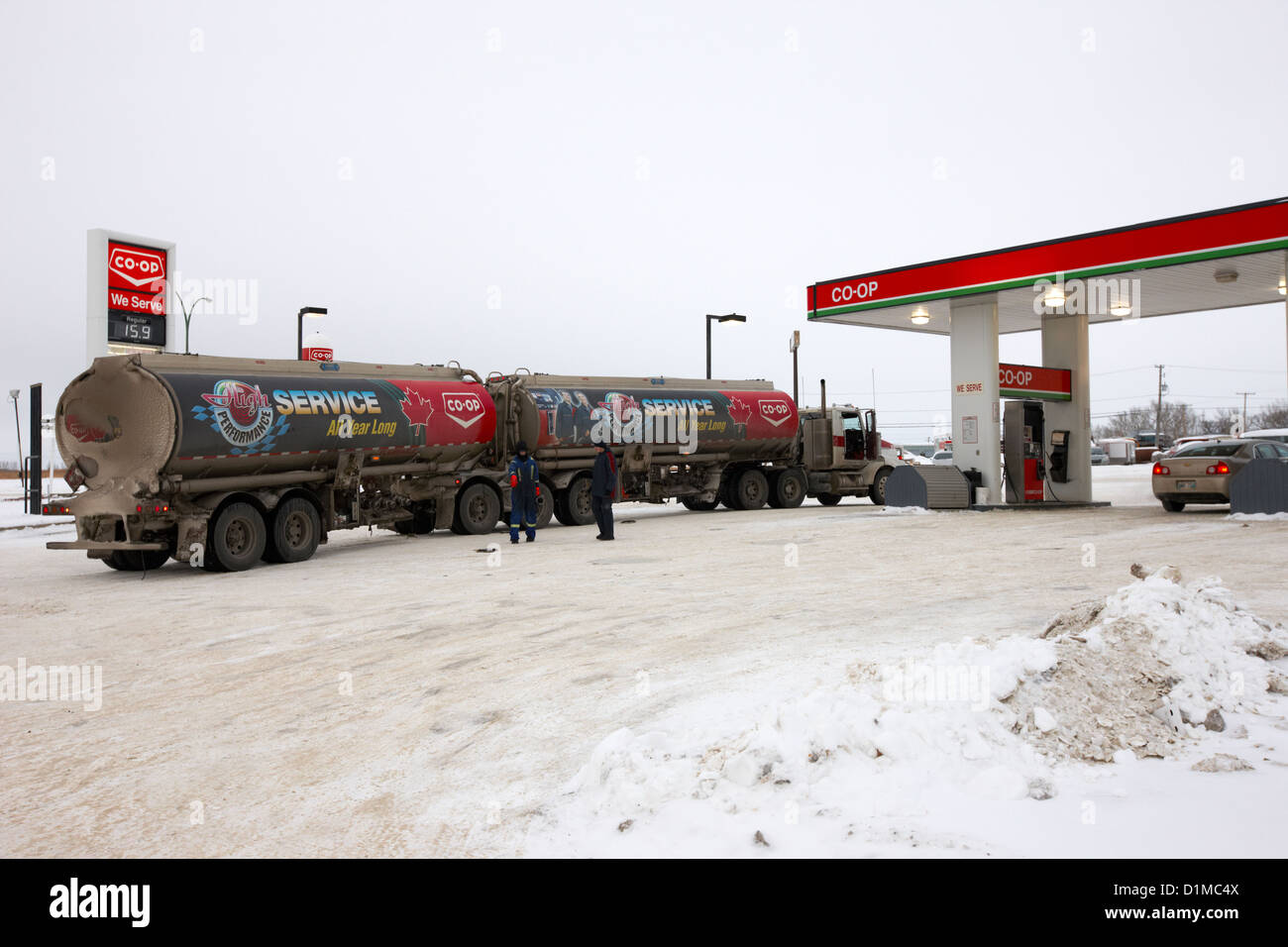 coop double tanker fuel delivery to gas station in rural Kamsack