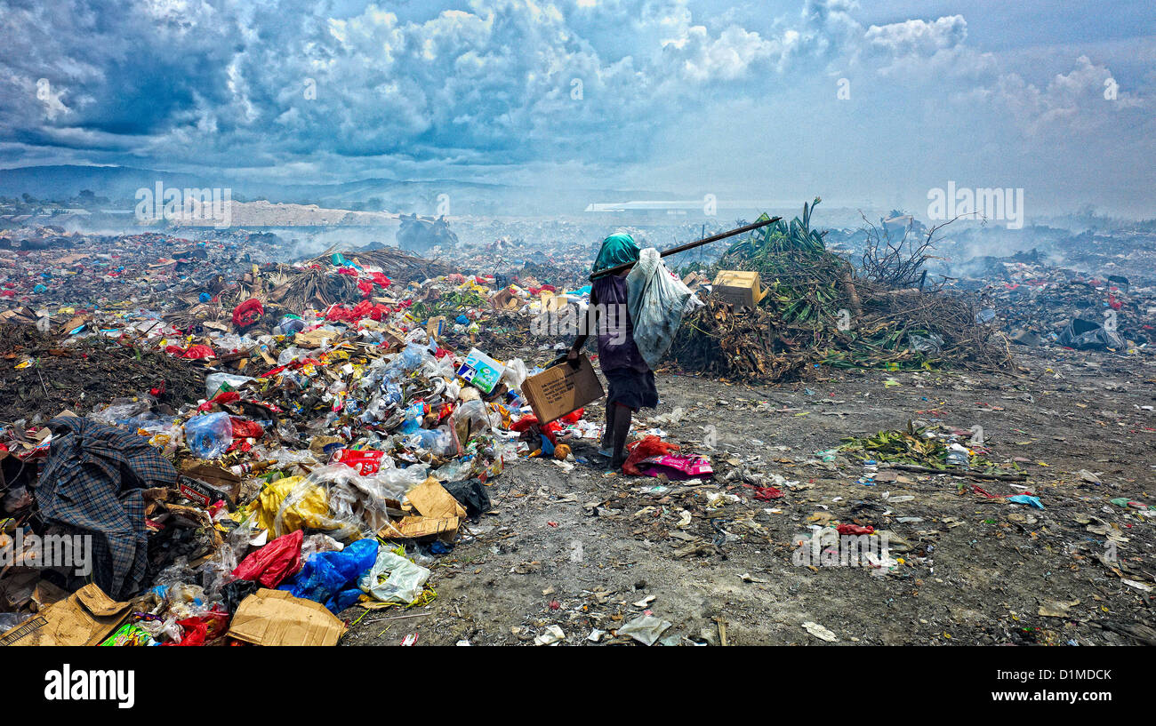 Salvaging waste at Honiara rubbish dump Solomon Islands Stock Photo Alamy