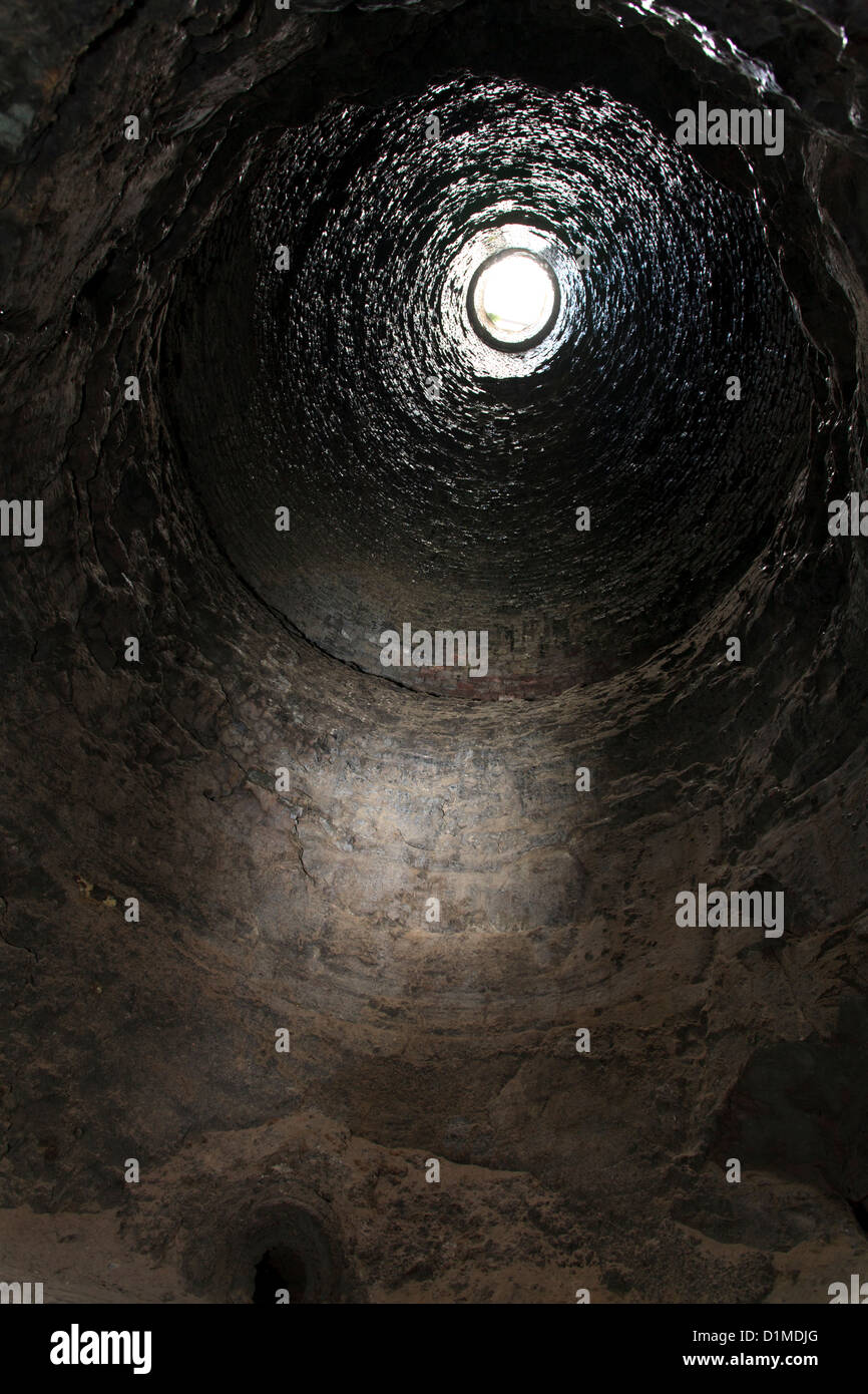 Vent hole in 19'th century iron mill (McIntyre Blast Furnace). Stock Photo