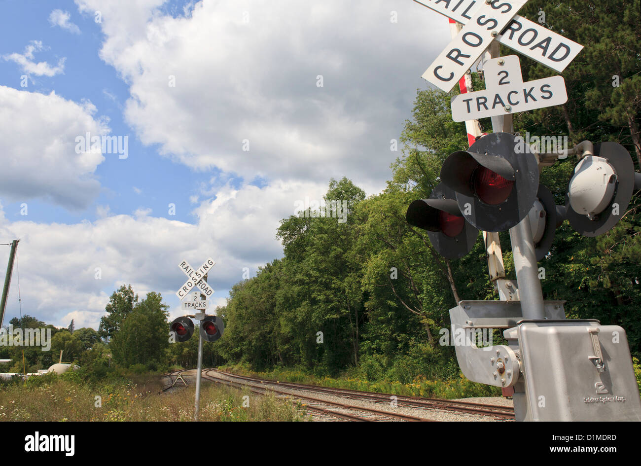 Railroad track crossing. Stock Photo
