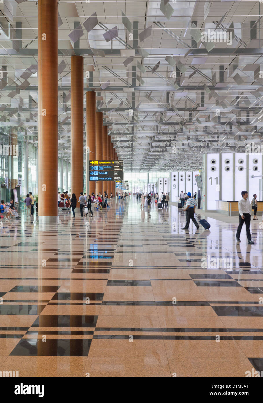 Terminal 3 departure hall at Changi Airport, Singapore Stock Photo