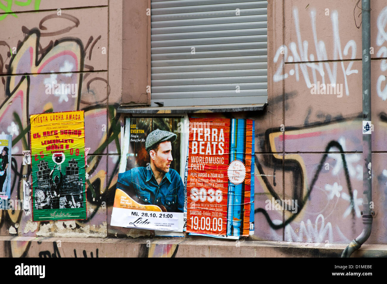 Typical Posters in Berlin Kreuzberg, Germany Stock Photo