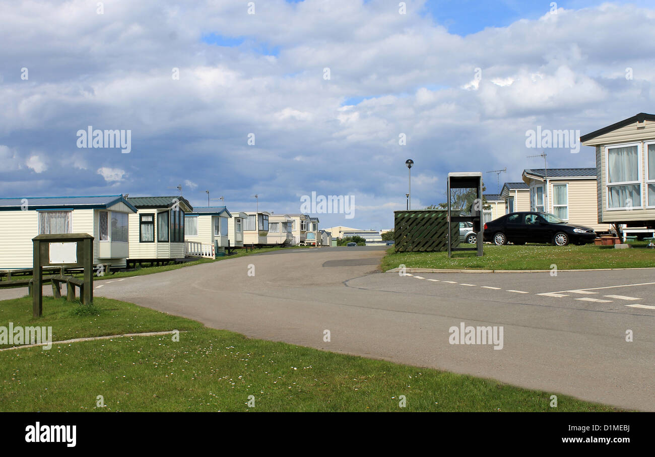 Scenic view of mobile caravan or trailer park, Cayton Bay, Scarborough, England. Stock Photo