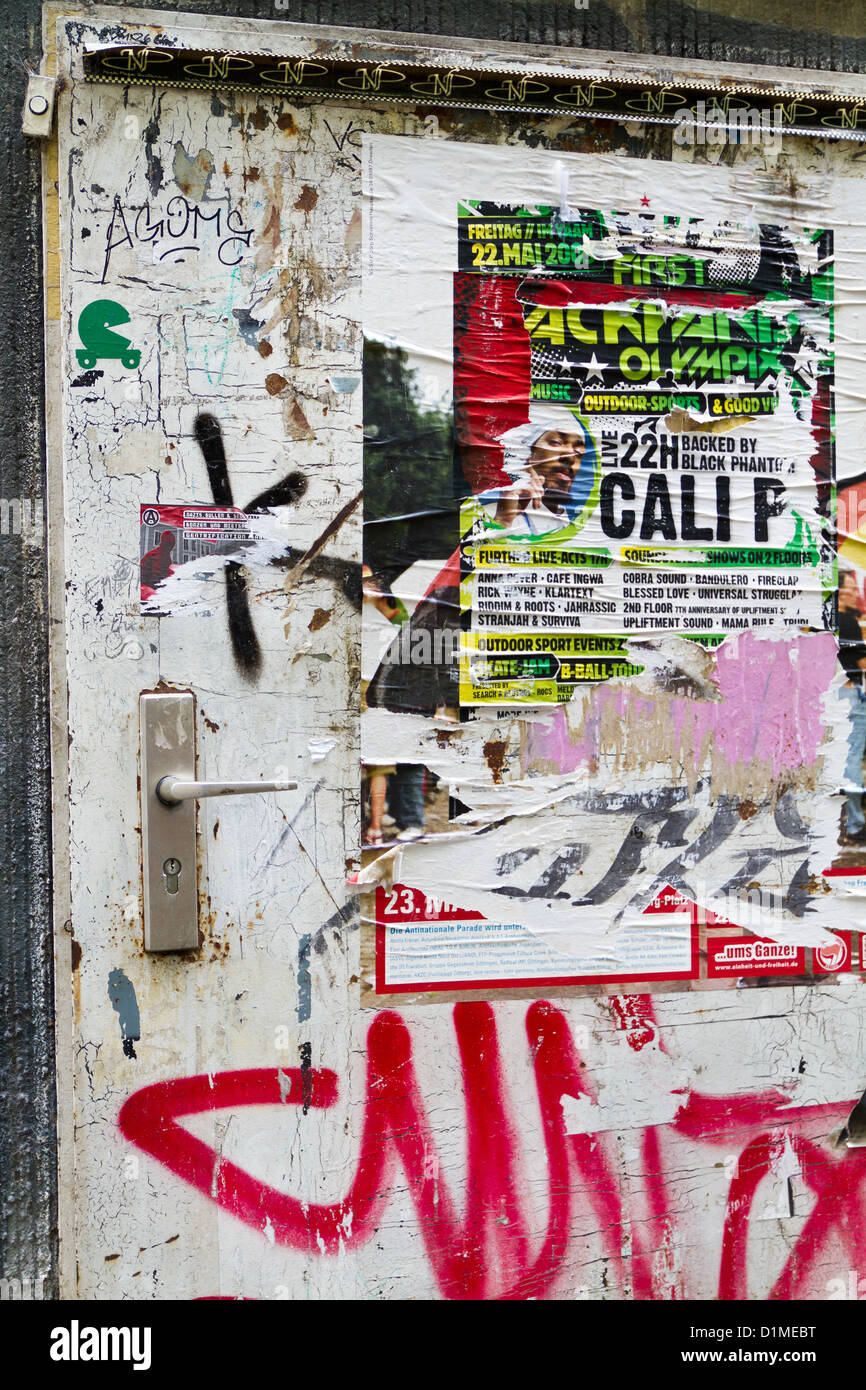 Typical Posters in Berlin Kreuzberg, Germany Stock Photo