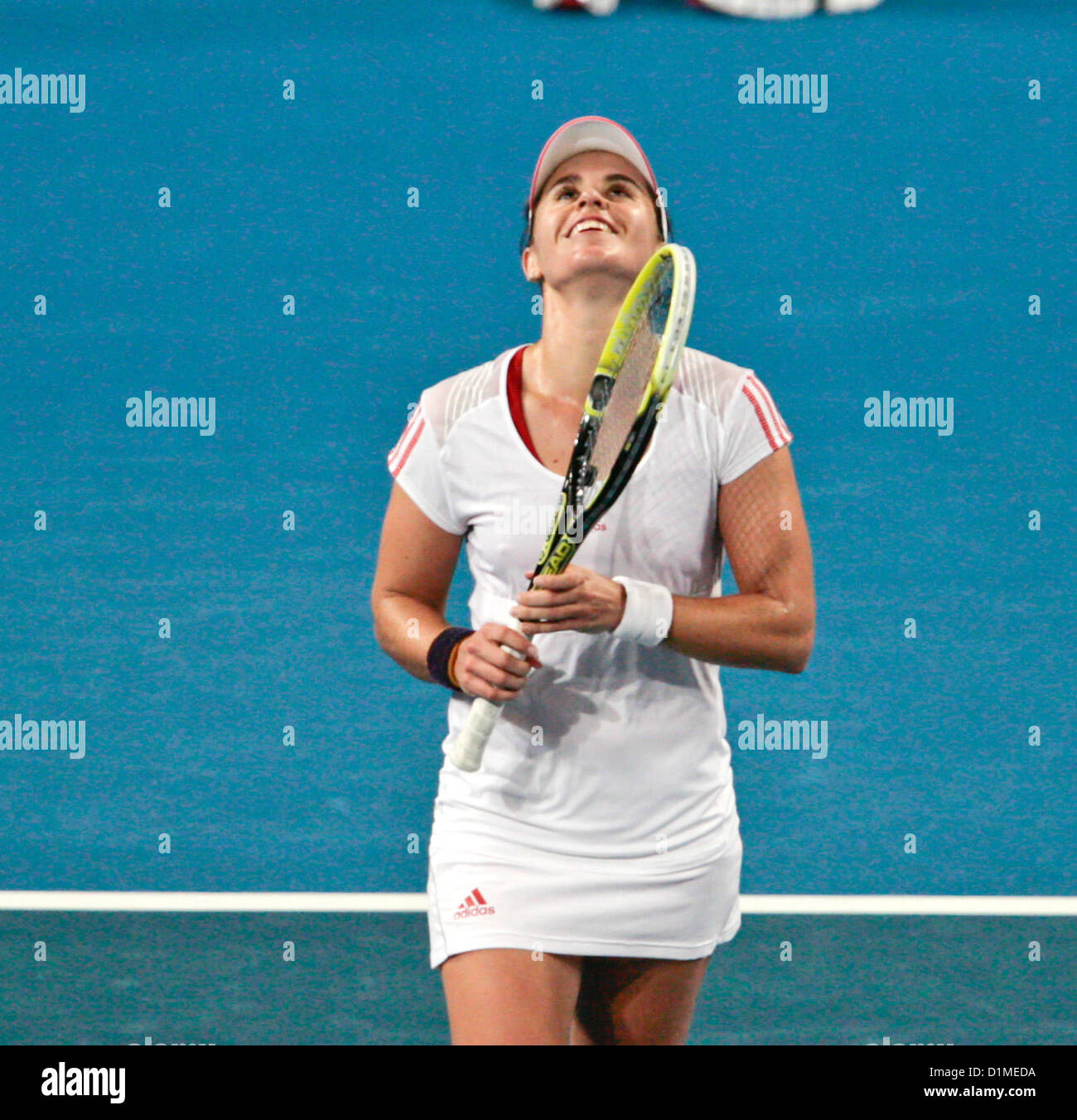 29.12.2012 Perth, Australia. Anabel Medina Garrigues (ESP) reacts to