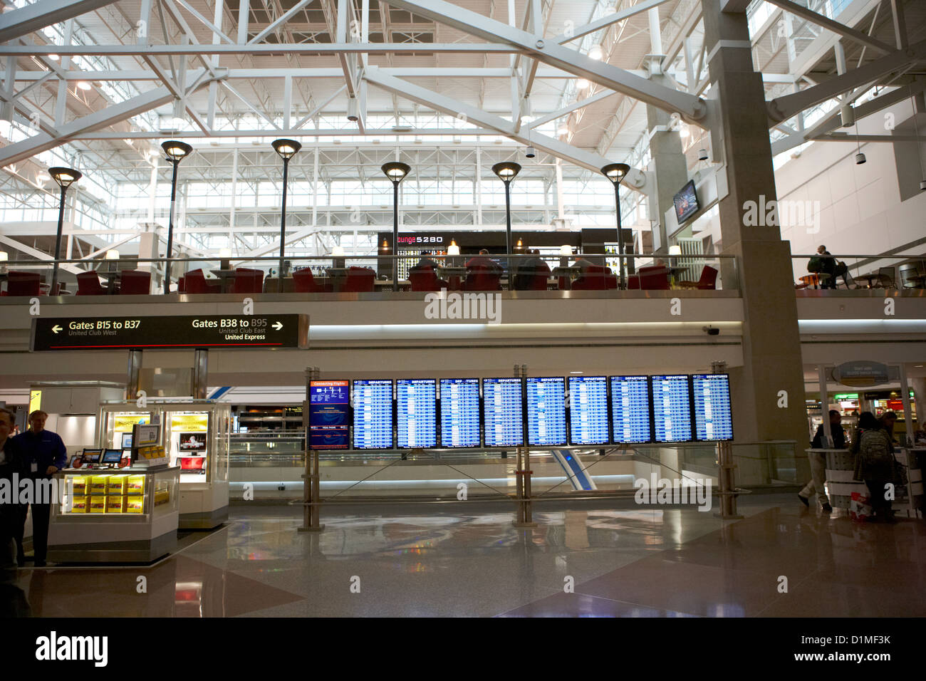 departures board at concourse b Denver International Airport Colorado USA Stock Photo