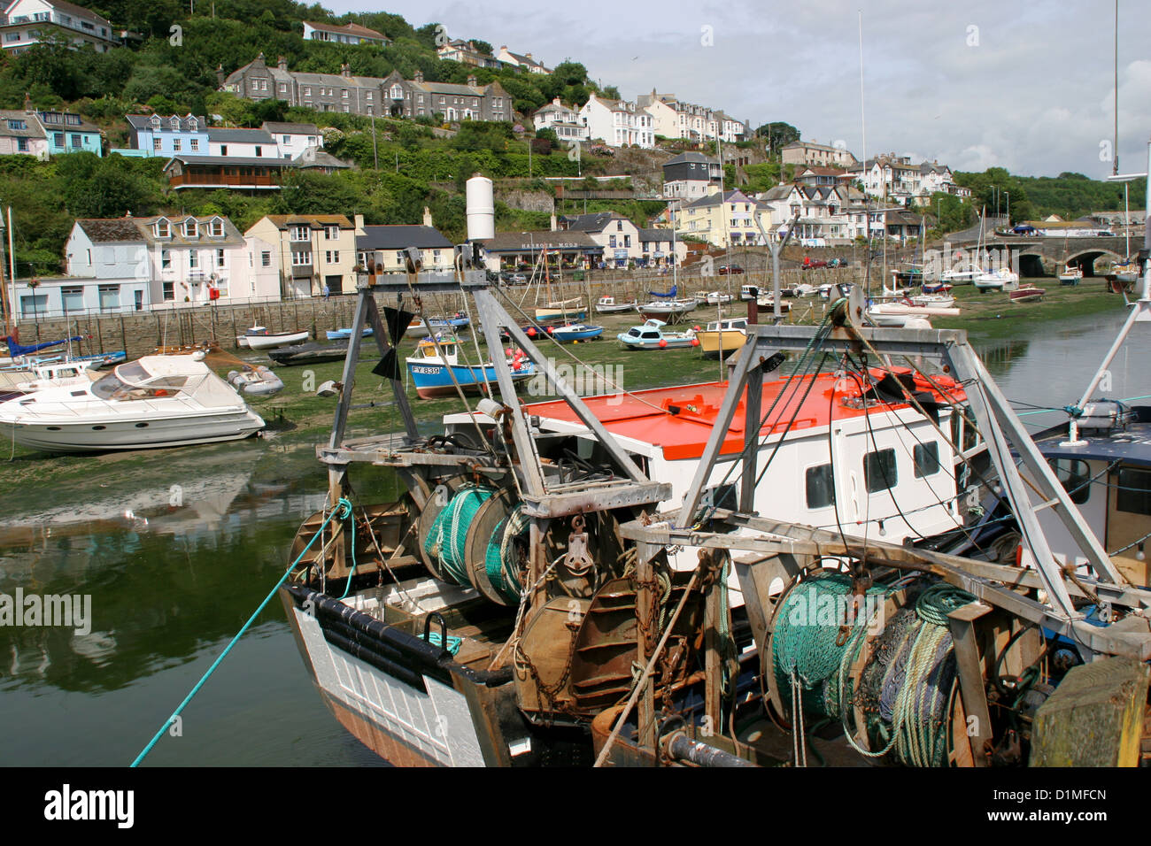 Quayside fishing boat Looe Cornwall England UK Stock Photo Alamy