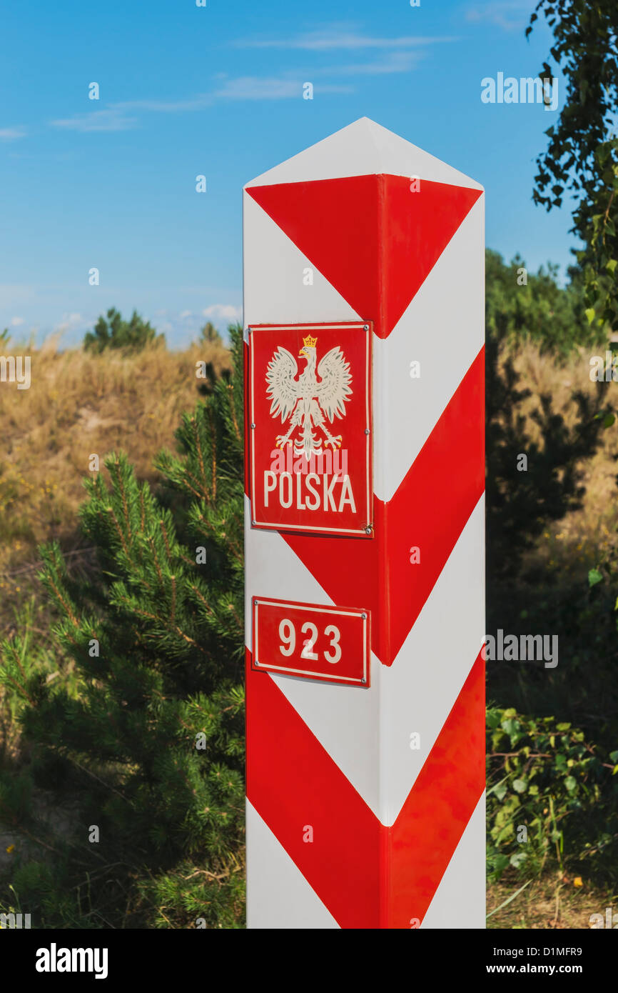 Boundary-post, border of the Republic of Poland. Stock Photo