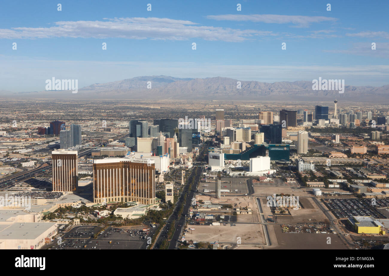 aerial view of Las Vegas strip Nevada USA Stock Photo