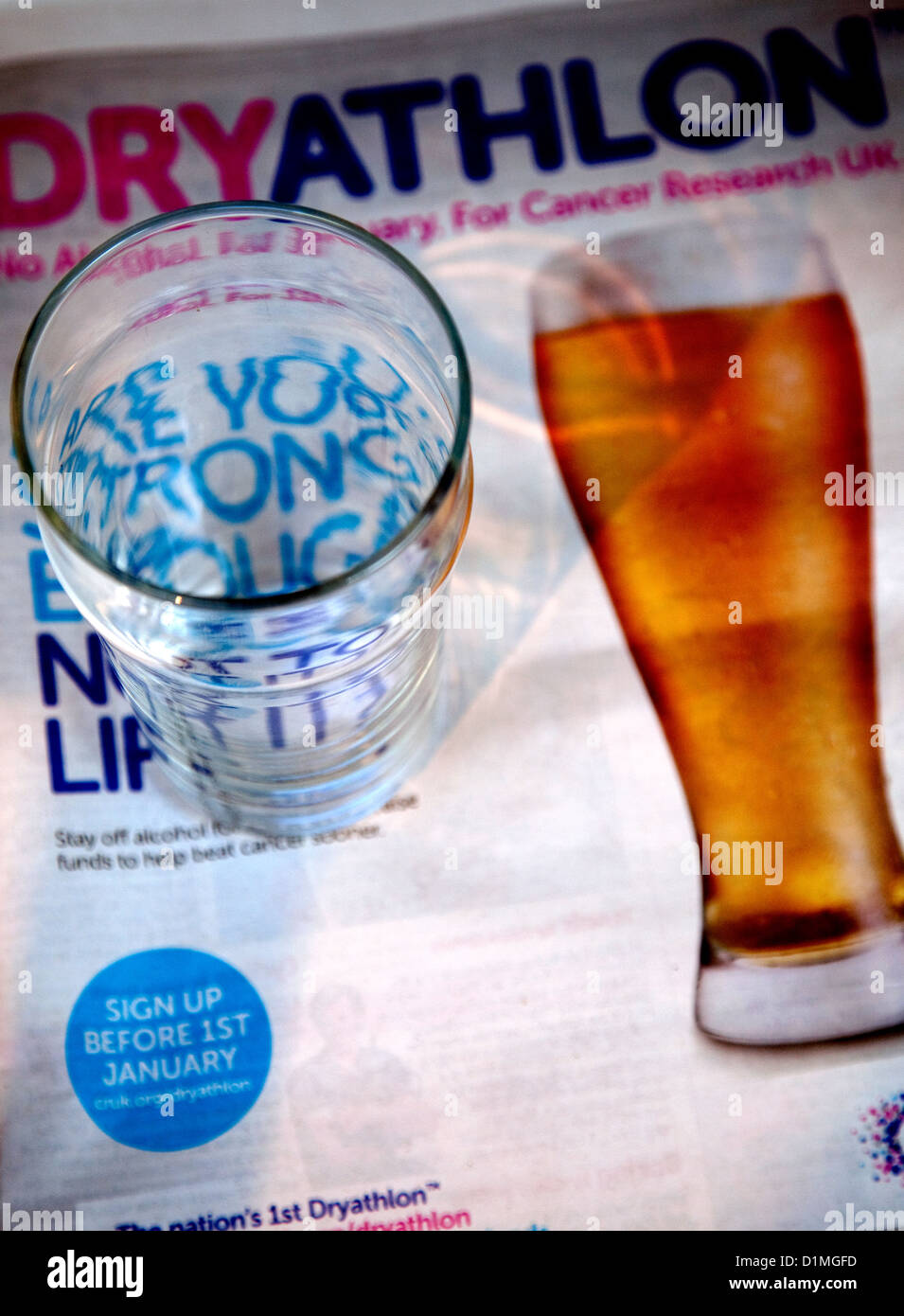 Dryathlon - sponsored teetotal January for Cancer Research UK, London Stock Photo