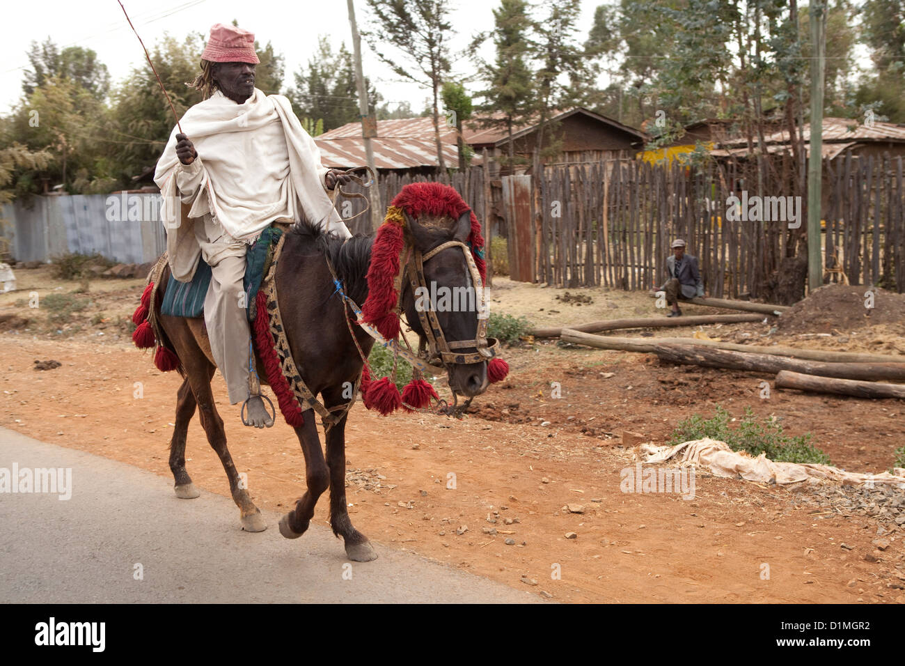 A man rides a horse in Amhara Region, Ethiopia Stock Photo Alamy