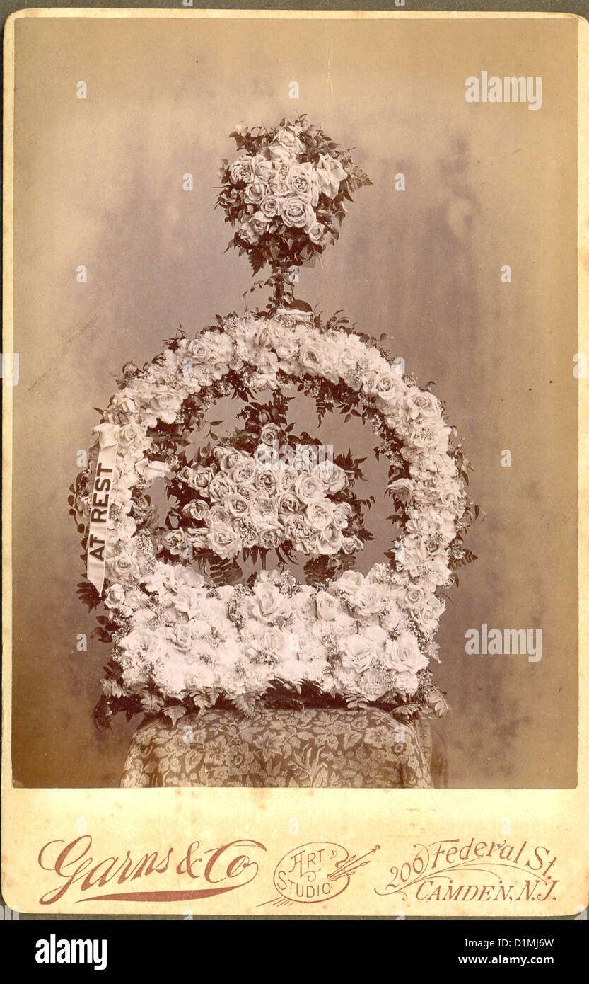 American cabinet photograph of funeral flowers Stock Photo