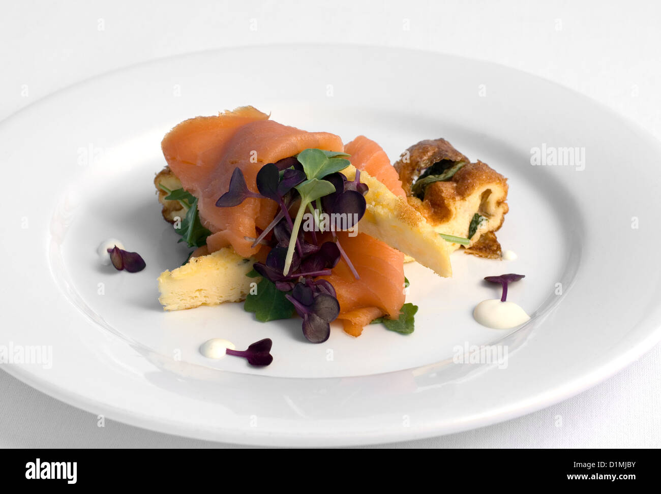 Basil Frittata with Smoked Salmon, Rocket & Horseradish Cream Stock