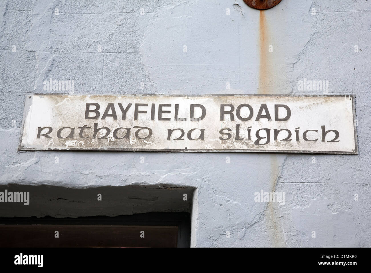 Street Sign in English and Scottish Gaelic, Portree, Scotland, UK Stock