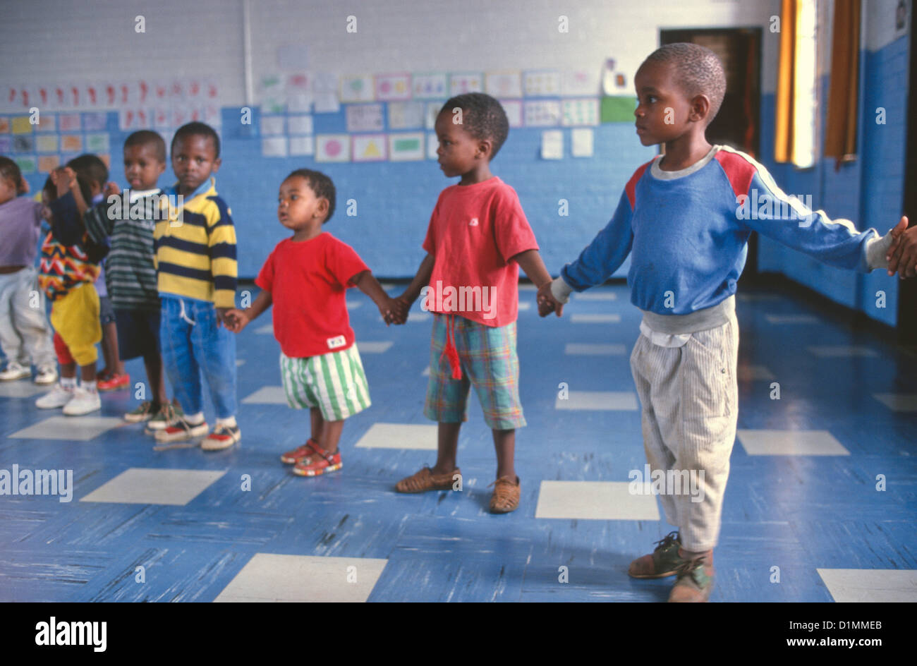Children play in a Nursery class in a school in Soweto, South Africa