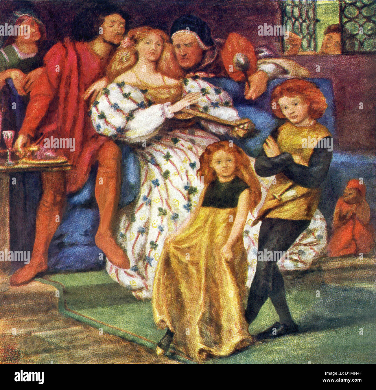 This painting by English artist Dante Gabriel Rossetti is titled The Borgia Family. Stock Photo