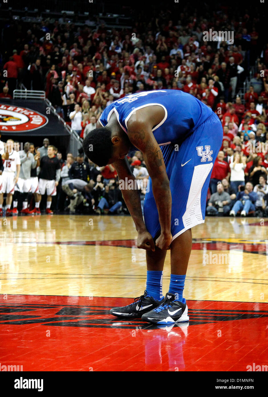 Dec. 29, 2012 - Louisville, KY, USA - Kentucky Wildcats guard Archie Goodwin (10) hung his head after missing a three pointer in the final minute as Louisville defeated Kentucky 80-77 on Saturday December 29, 2012 in Louisville, Ky. Photo by Mark  Cornelison | Staff  (Credit Image: © Lexington Herald-Leader/ZUMAPRESS.com) Stock Photo