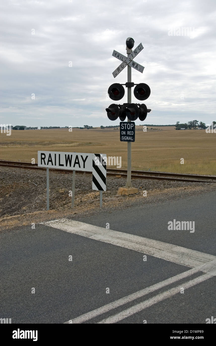 Level Crossing Lights On A Lonely Country Road In North Western Victoria Australia Stock Photo Alamy Level Crossing Lights On A Lonely Country Road In North Western Victoria Australia Stock Photo Alamy