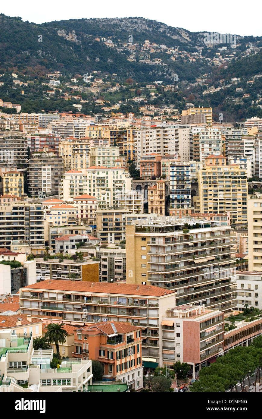 Apartment buildings in the densely populated city of Monte Carlo