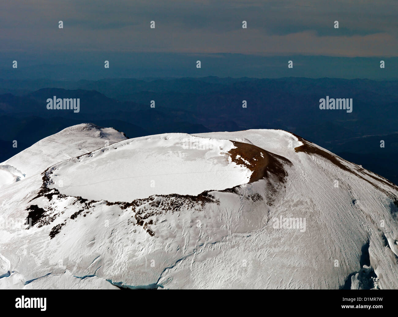 Mount Rainier an aerial photo of this large active volcano and the