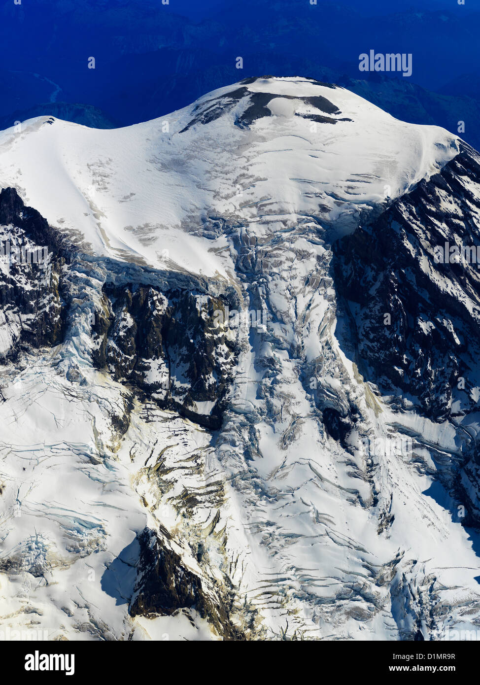 Mount Rainier an aerial photo of this large active volcano and the