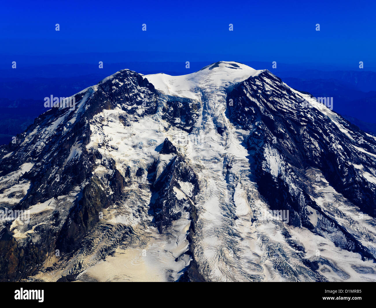 Mount Rainier an aerial photo of this large active volcano and the