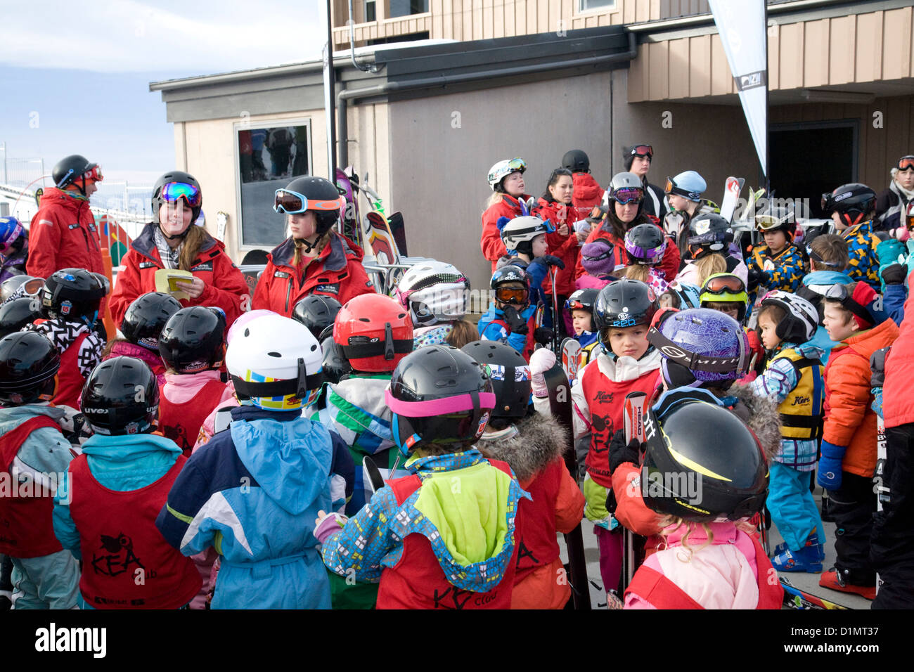 children assemble for their ski lesson at peak,queenstown,new