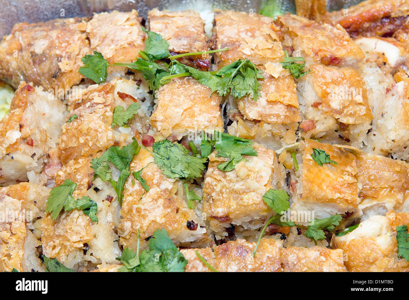 Chinese Deep Fried Chicken Stuffed with Glutinous Rice Sausage Black