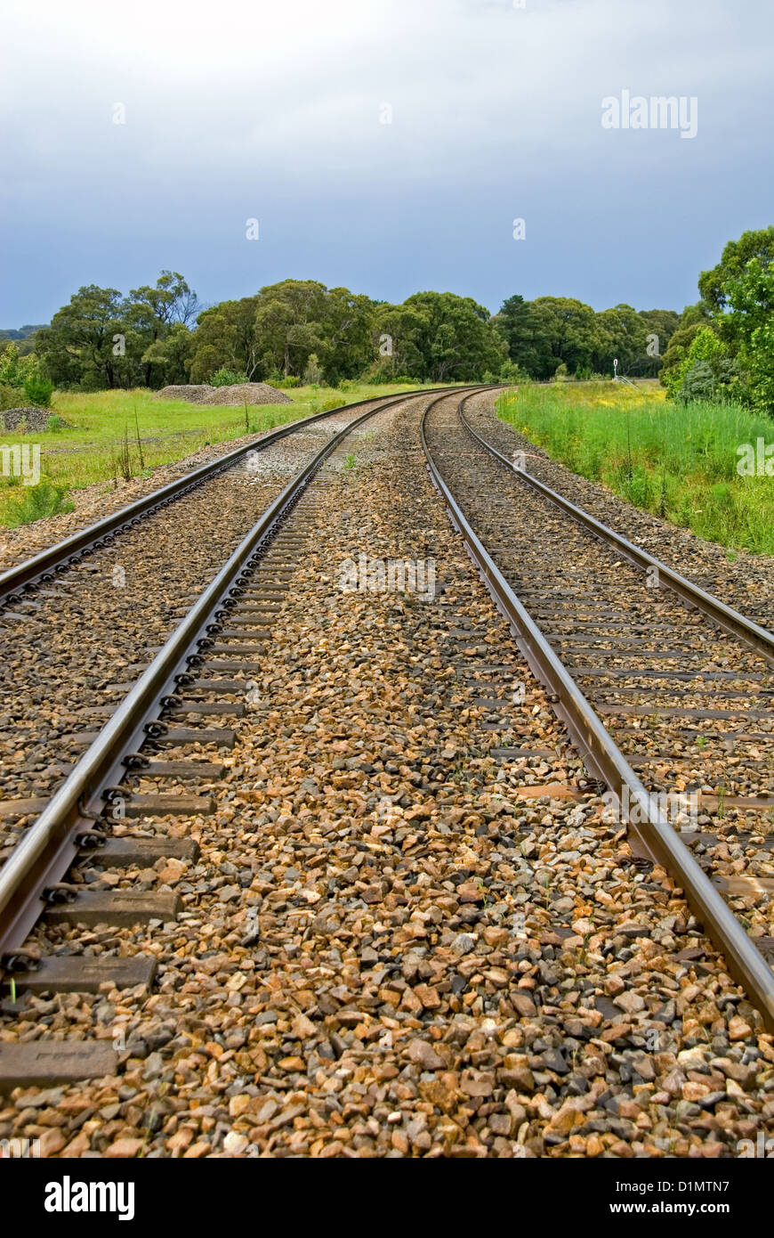 Railway Tracks on the main Melbourne to Sydney Trainline Stock Photo