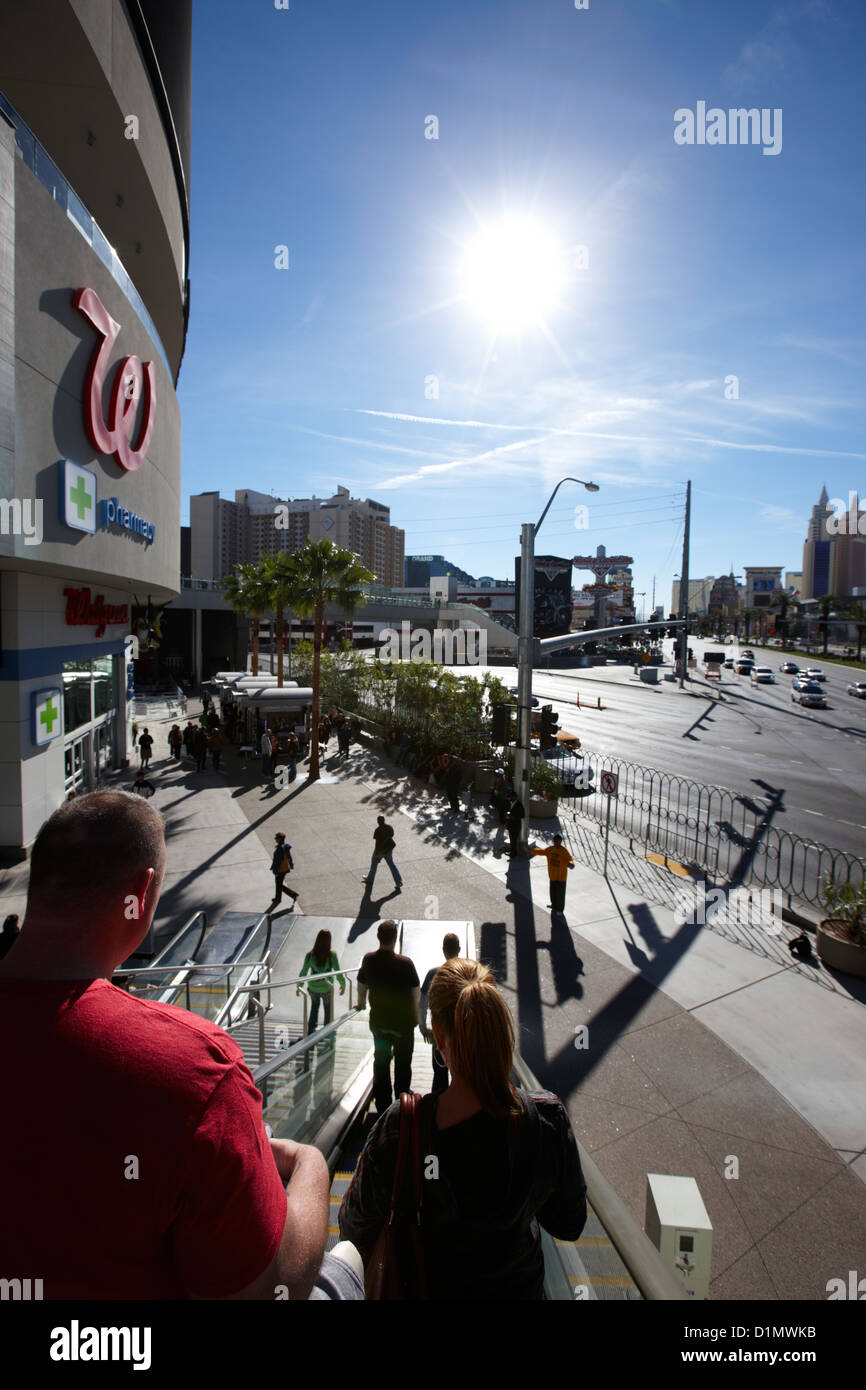 people riding on escalators on Las Vegas boulevard Nevada USA Stock Photo