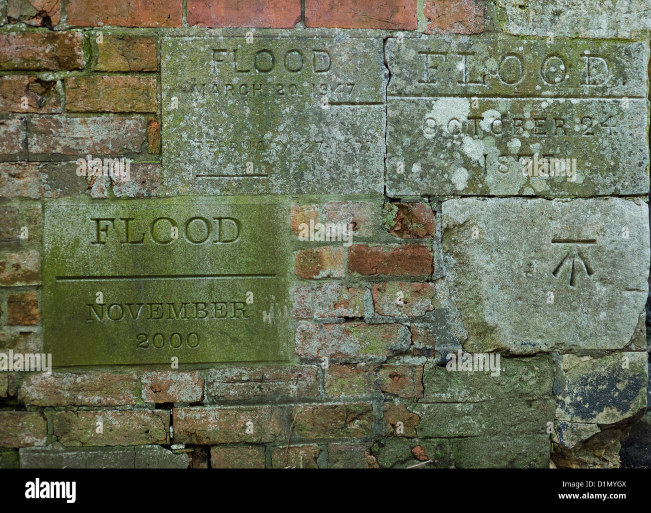 Collingham, Nottingham, UK. 30th Dec, 2012. Flooding Markers at