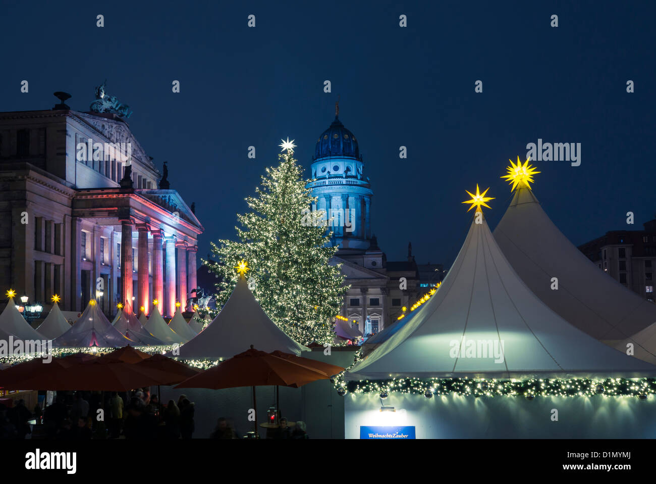 Traditional Christmas market at Gendarmenmarkt in Berlin, Germany Stock Photo