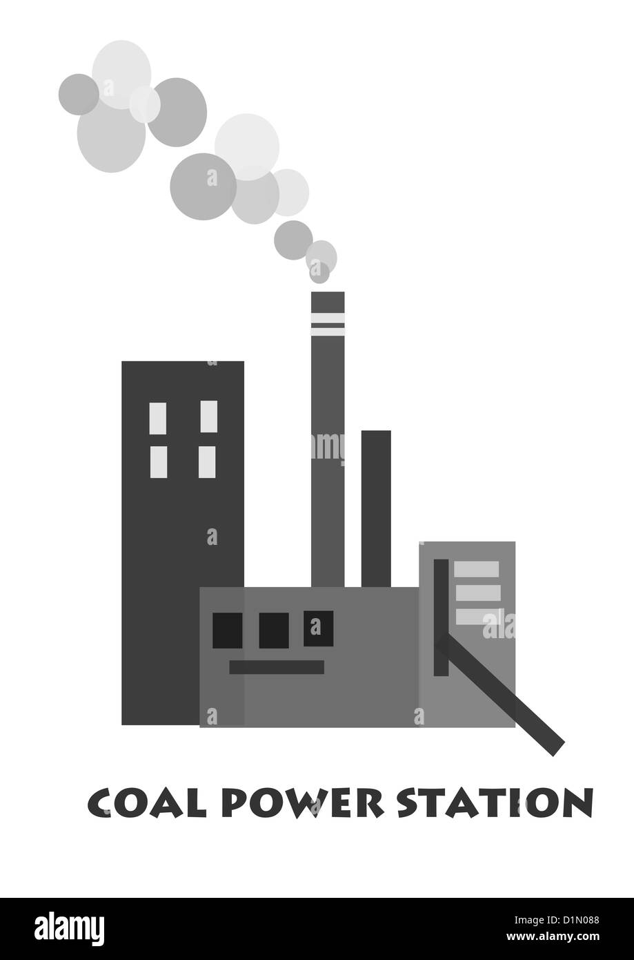 Polution from coal power station - vector Stock Photo