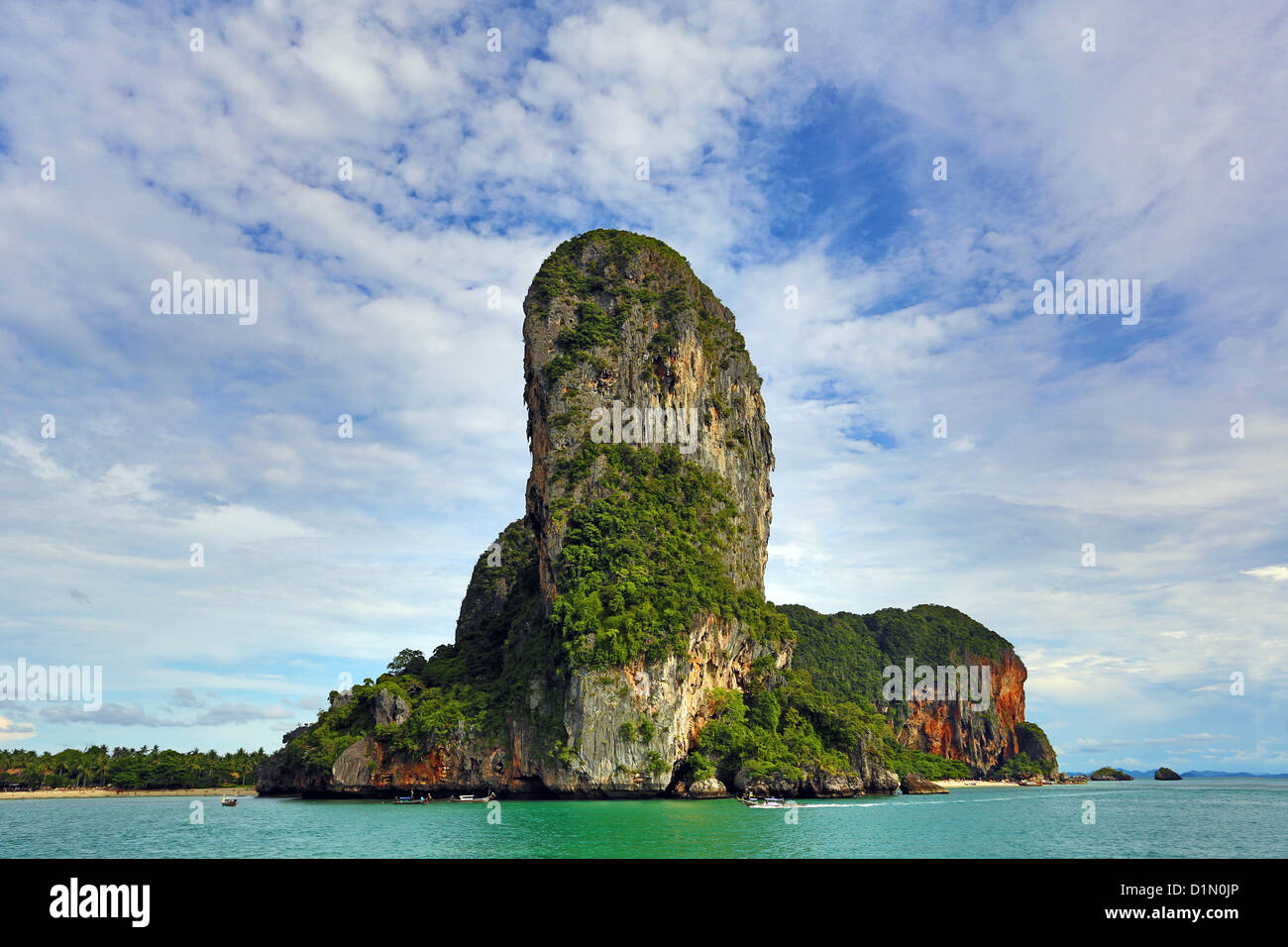 Limestone rock formation off Phranang Cave Beach, Railay Beach, Krabi, Phuket, Thailand Stock Photo