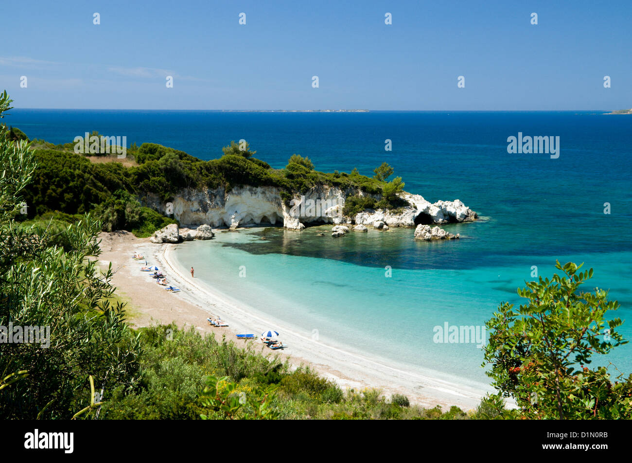Kalamia Beach, Lassi Argostoli, Kefalonia, Ionian Islands, Greece. Stock Photo
