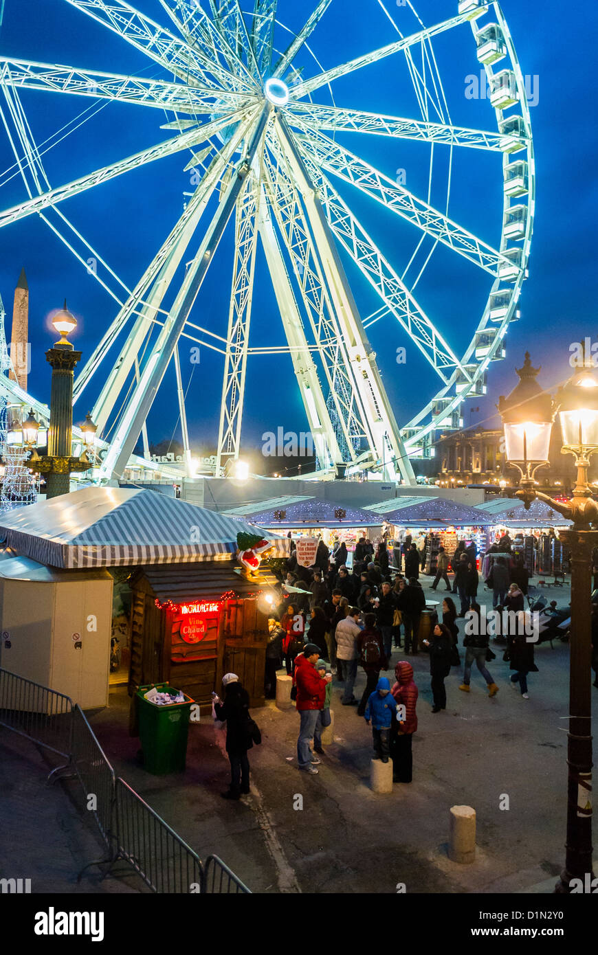 Paris France Crowds Street Scenes Ferris Wheel Christmas