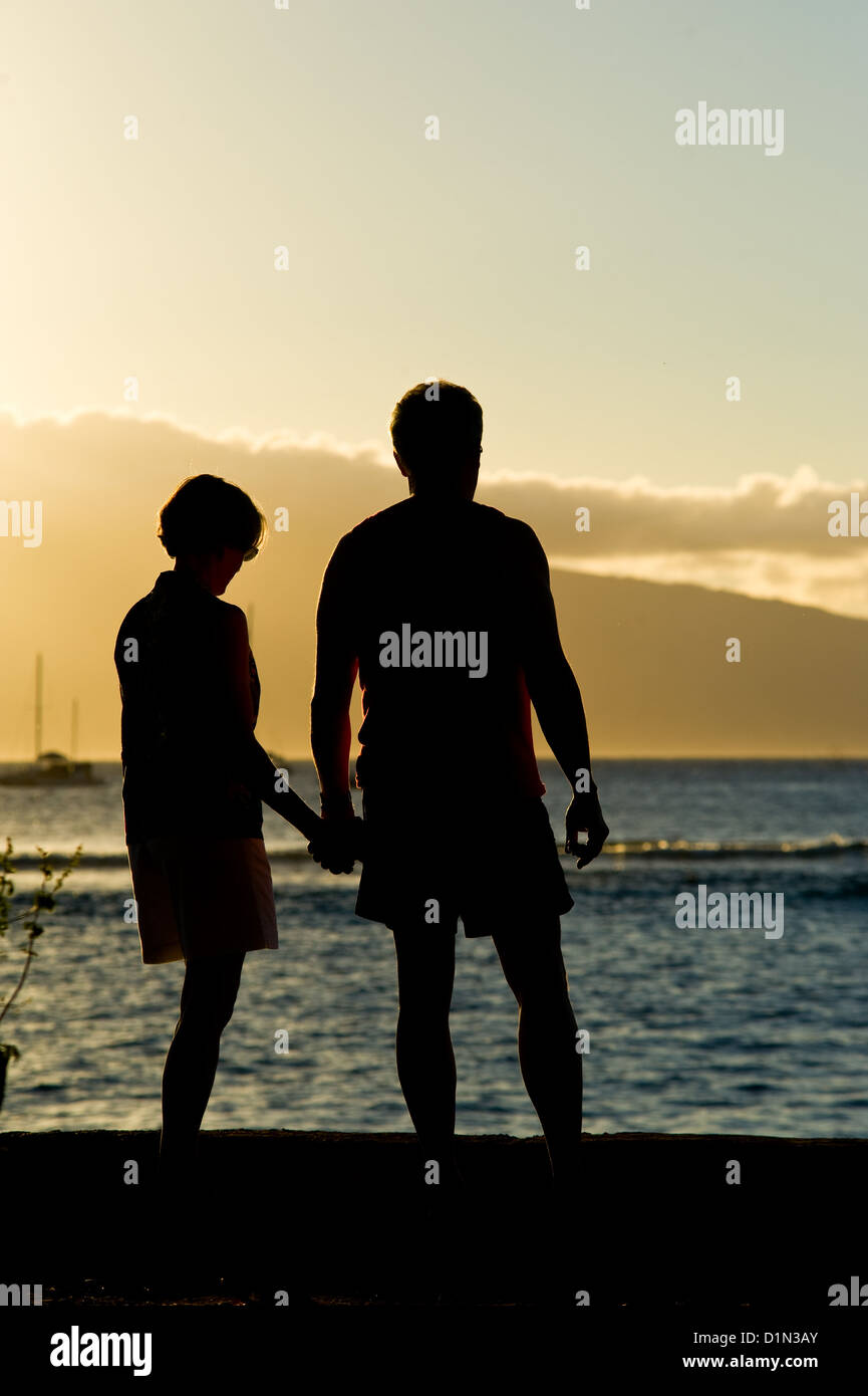 Couple holding hands sunset silhouette hi-res stock photography and ...