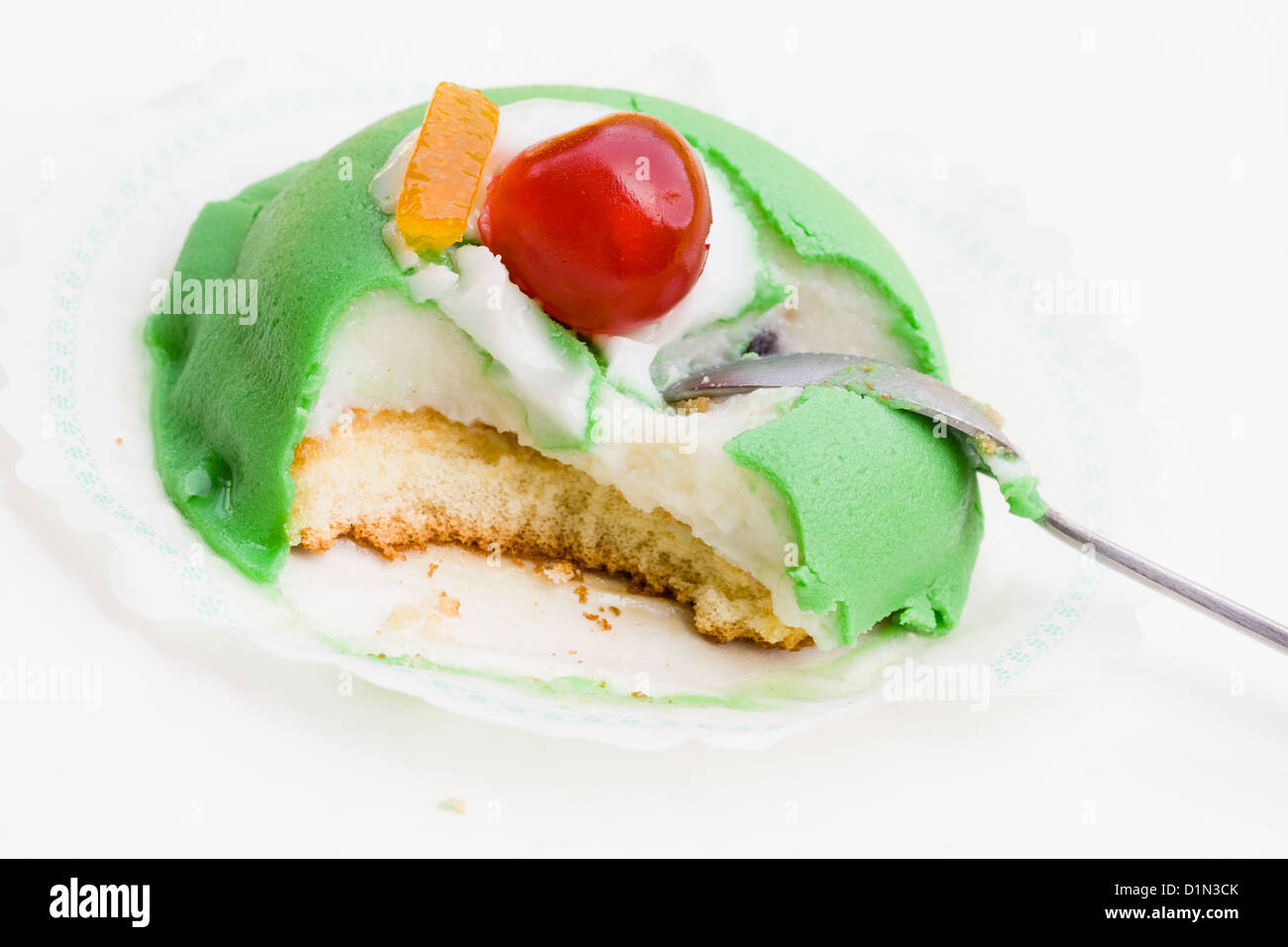 Sicilian Cassata with a bite taken out of it Stock Photo