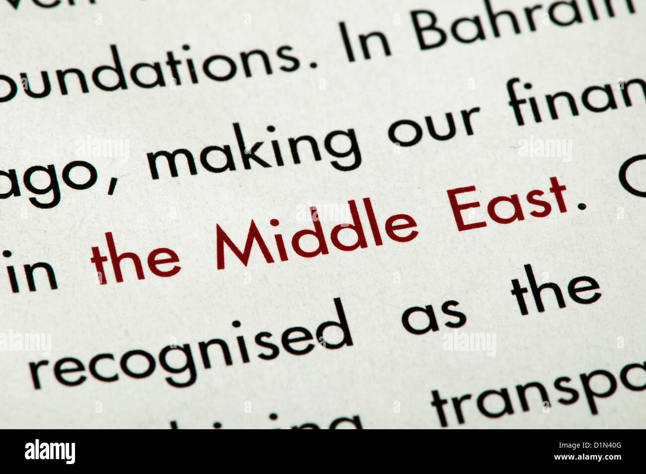 Word Middle East on newspaper Stock Photo Alamy