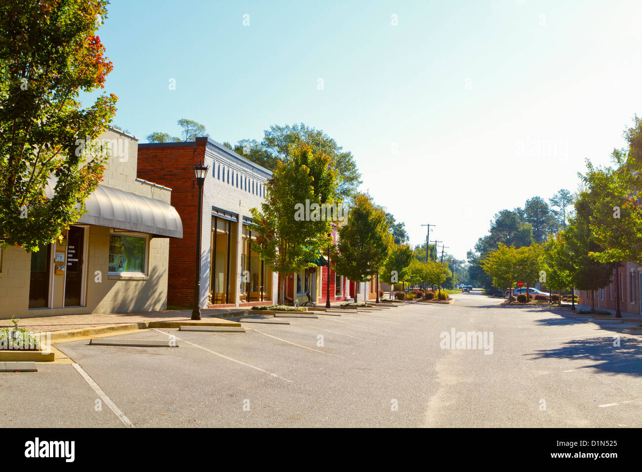 Looking down Beaufort Street in Chapin, SC on a clear Summer day. Stock Photo